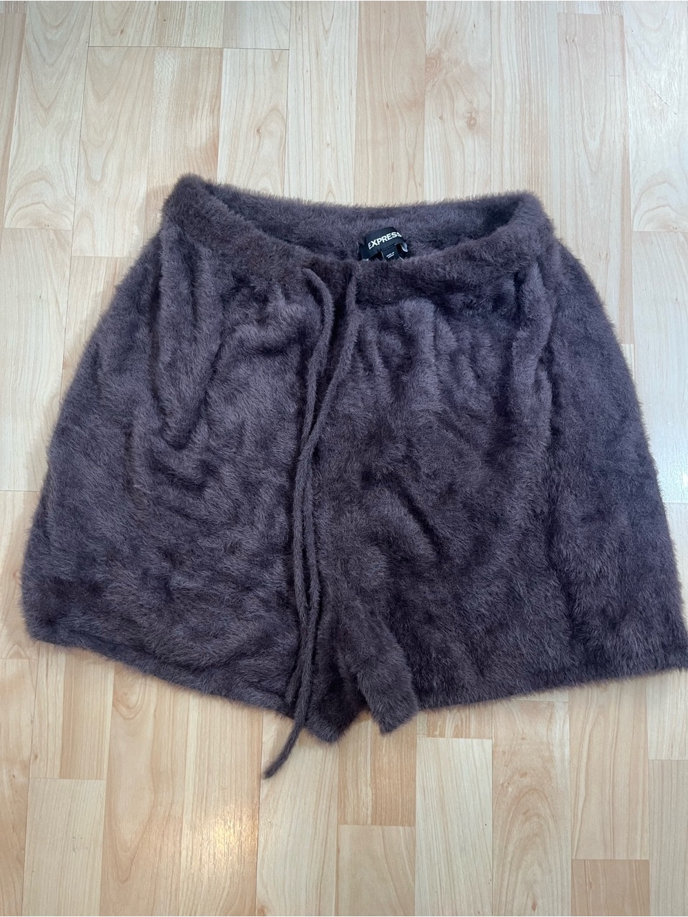 Express Womens brown fuzzy drawstring shorts size large